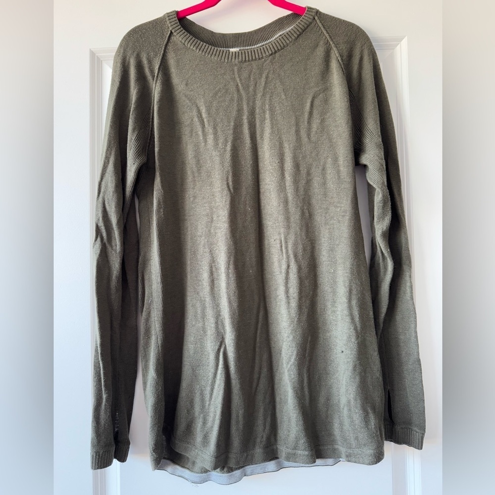 lululemon sit in lotus sweater - Heathered Dark Olive - sz. 12